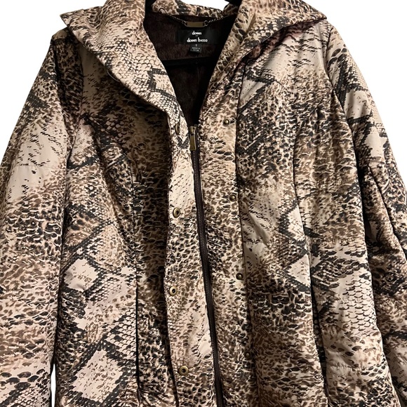 Dennis By Dennis Basso Snake Print Quilted Puffer Jacket Size Small - Picture 2 of 8